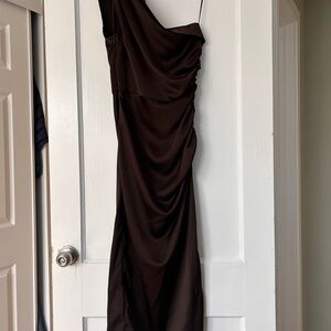 Mango Chocolate One-Shoulder Dress